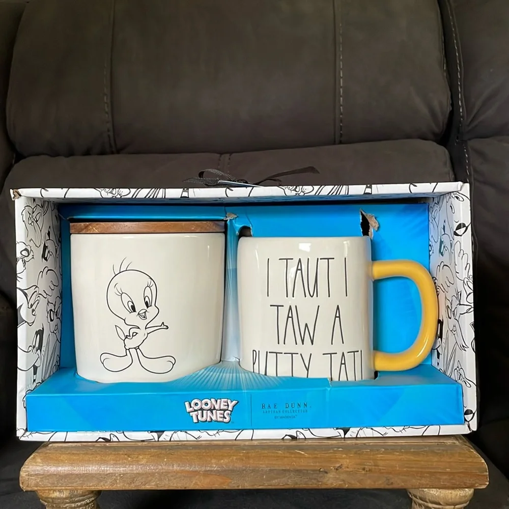 Rae Dunn Looney Tunes TWEETY BIRD Mug and Canister Set I TAUT I TAW A PUTTY TAT - Picture 1 of 5